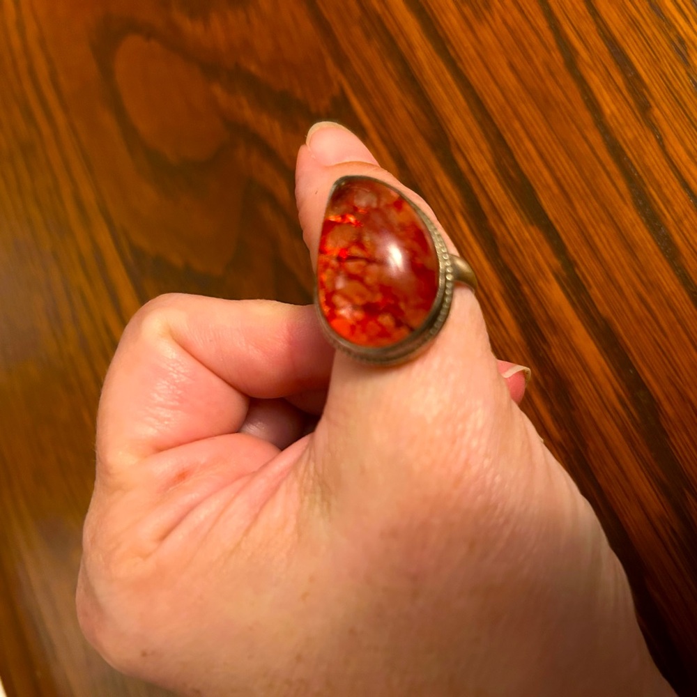 💥Rare Sterling Silver 🔥Fire Quart Ring Size 9